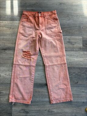 Distressed Orangey Pink Rusty Ombré Carpenter Pants Distress - (BDG)